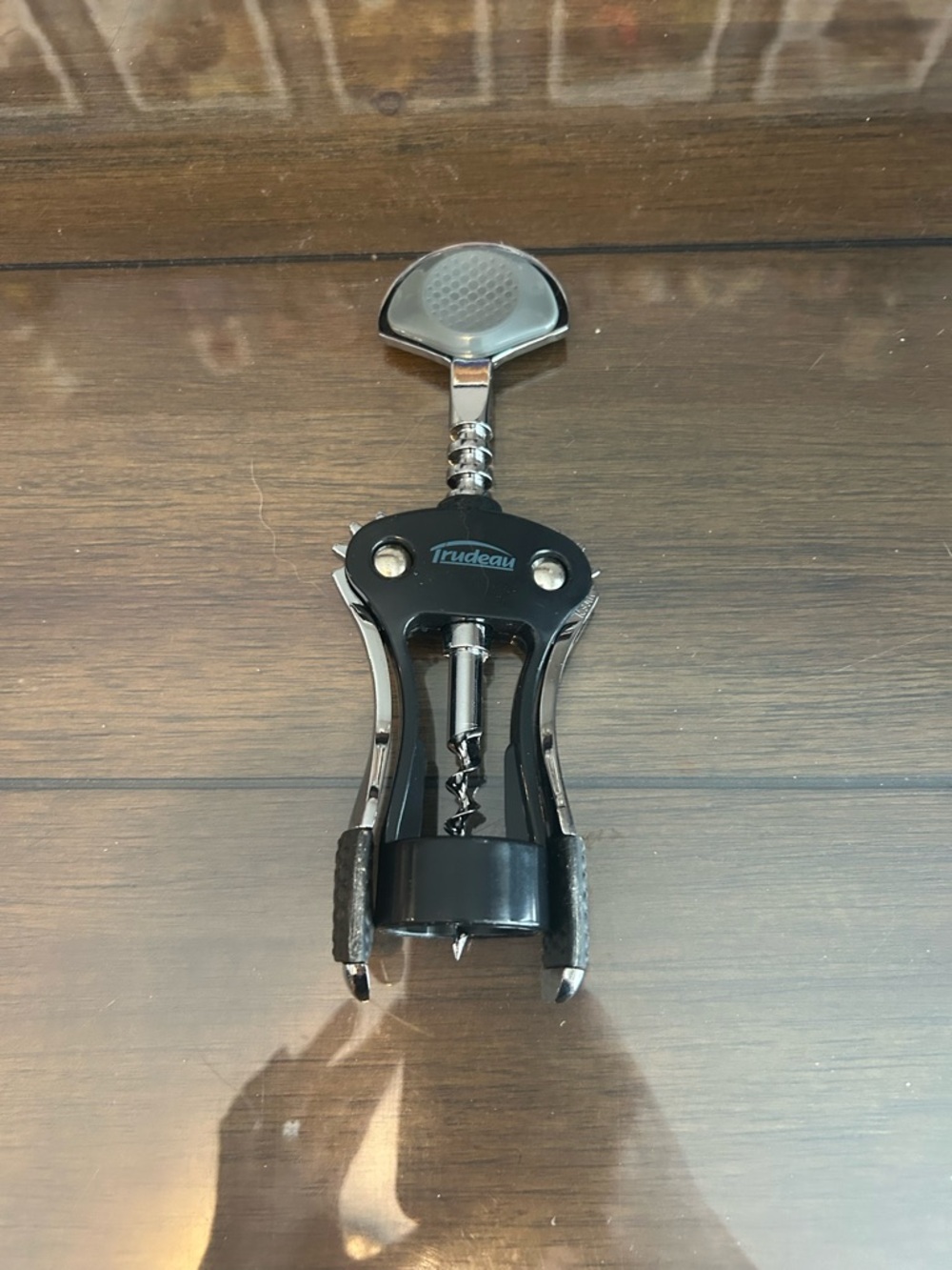 Trudeau Winged Corkscrew Bottle Opener - Black & Silver